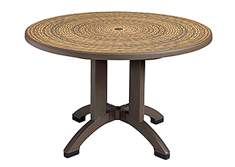Model US715037 | Aquaba 48" Round Folding Table with Umbrella Hole (Wicker)
