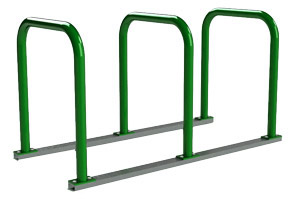 Model UX238-6-P | Extended 'U' Bike Racks on Rails (Forest Green)