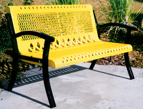 Model VC4WB-P | Thermoplastic Coated Steel Park Bench (Yellow/Black)