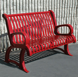 Model VP4 | Vintage Outdoor Benches | Premier Style (Red)