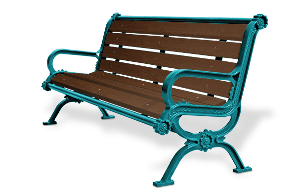 Model VR4CSS | Recycled Plastic Slats Park Bench | Villa Style (Silver/Forest Green)