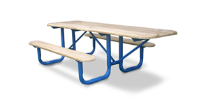 Rectangular Wood Picnic Table with Wheelchair Access Overhang
