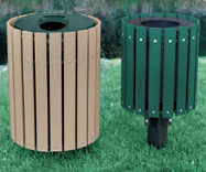 Extended Slat Recycled Plastic Receptacles Permanent Mount