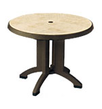 Model US7000 | 38" Round Quick Folding Metal Finish Resin Table (Siena/Bronze Mist)