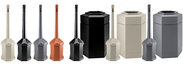 Site Saver™ Cigarette Receptacle and Hex Waste Container Combo